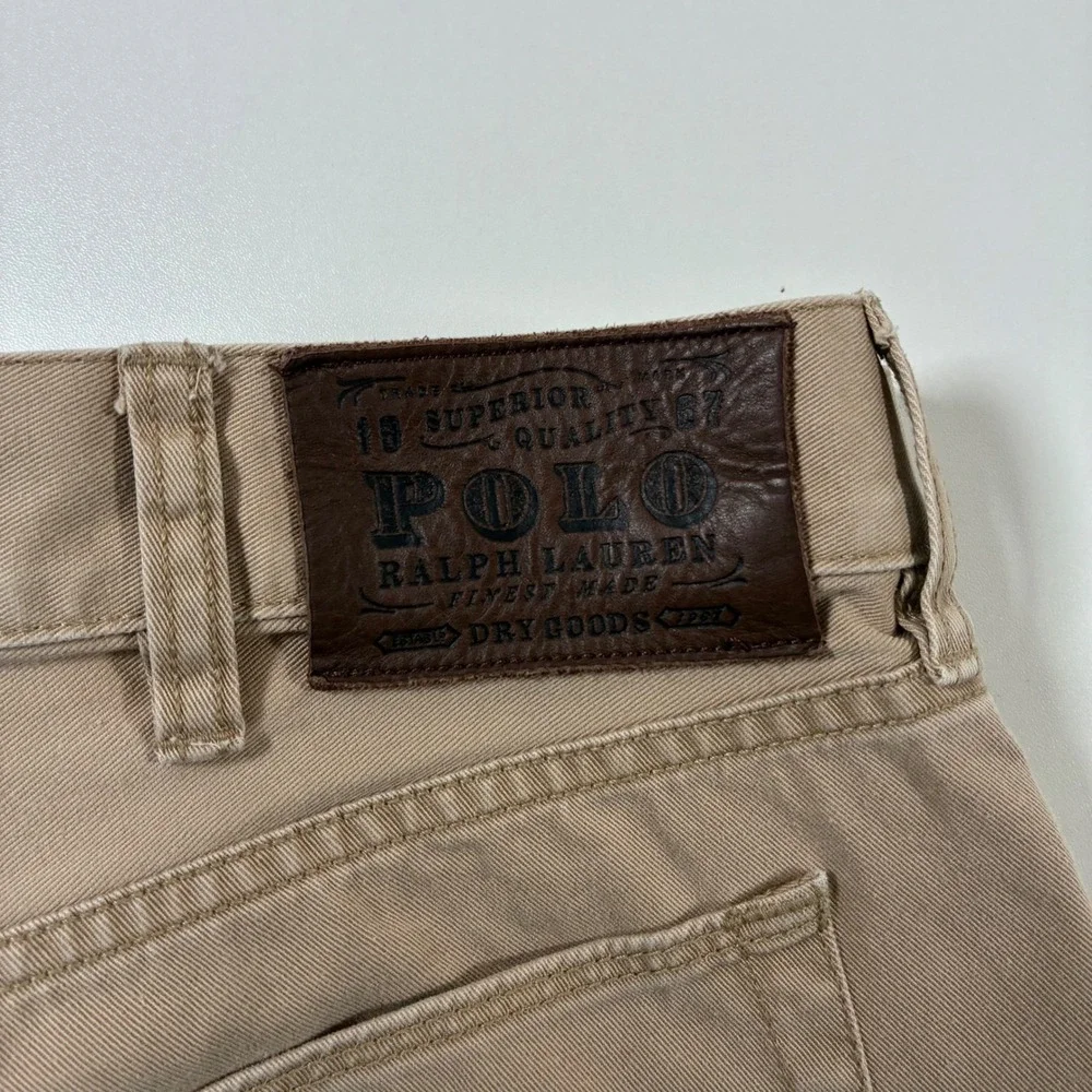 Polo Ralph Lauren 650 Straight Pants 40x28 Tan Khaki Cotton Twill 5 Pocket